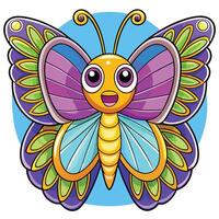 A cartoon butterfly with colorful wings vector