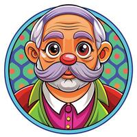 An old man with a mustache and a red nose vector