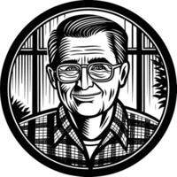 An old man with glasses and a plaid shirt vector