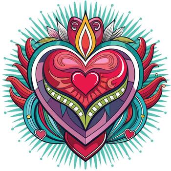 A heart with a colorful design on it vector
