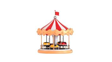 Carousel Icon animation 3d render concept of Spinning Ride with bumper car icon animation video