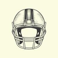 American Football Helmet front view black and white design vector