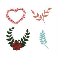 floral ornament wedding elements design set vector