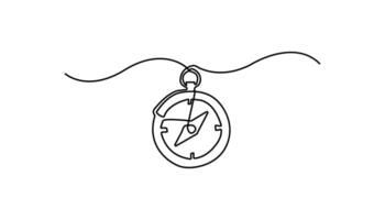 compass continuous one line drawing vector