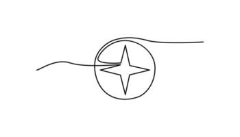compass continuous one line drawing art single line vector