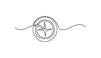 compass continuous one line drawing art magnetic vector