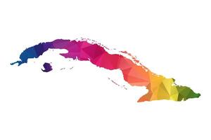 Abstract Polygon Map - Low Poly Color Rainbow Cuba map of isolated. vector