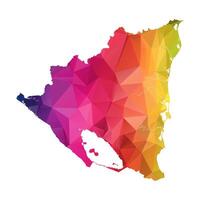 Abstract Polygon Map - Low Poly Color Rainbow Nicaragua map of isolated. vector