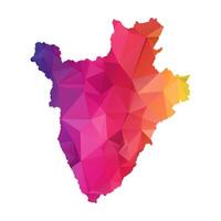 Abstract Polygon Map - Low Poly Color Rainbow Burundi map of isolated. vector