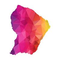 Abstract Polygon Map - Low Poly Color Rainbow French Guiana map of isolated. vector