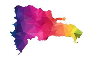 Abstract Polygon Map - Low Poly Color Rainbow Dominican Republic map of isolated. vector