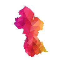 Abstract Polygon Map - Low Poly Color Rainbow Guyana map of isolated. vector