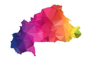 Abstract Polygon Map - Low Poly Color Rainbow Burkina Faso map of isolated. vector