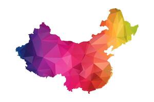 Abstract Polygon Map - Low Poly Color Rainbow China map of isolated. vector
