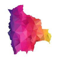 Abstract Polygon Map - Low Poly Color Rainbow Bolivia map of isolated. vector