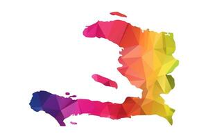 Abstract Polygon Map - Low Poly Color Rainbow Haiti map of isolated. vector