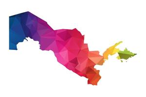 Abstract Polygon Map - Low Poly Color Rainbow Uzbekistan map of isolated. vector