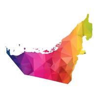 Abstract Polygon Map - Low Poly Color Rainbow United Arab Emirates map of isolated. vector