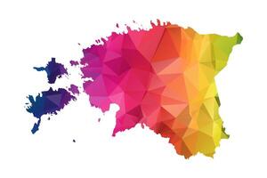 Abstract Polygon Map - Low Poly Color Rainbow Estonia map of isolated. vector