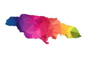 Abstract Polygon Map - Low Poly Color Rainbow Jamaica map of isolated. vector