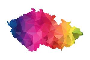 Abstract Polygon Map - Low Poly Color Rainbow Czech Republic map of isolated. vector