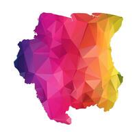 Abstract Polygon Map - Low Poly Color Rainbow Suriname map of isolated. vector