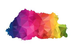 Abstract Polygon Map - Low Poly Color Rainbow Bhutan map of isolated. vector