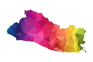 Abstract Polygon Map - Low Poly Color Rainbow El Salvador map of isolated. vector