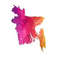 Abstract Polygon Map - Low Poly Color Rainbow Bangladesh map of isolated. vector
