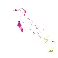 Abstract Polygon Map - Low Poly Color Rainbow Bahamas map of isolated. vector