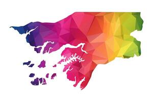 Abstract Polygon Map - Low Poly Color Rainbow Guinea Bissau map of isolated. vector