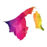 Abstract Polygon Map - Low Poly Color Rainbow Brunei map of isolated. vector
