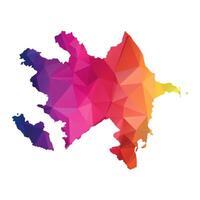 Abstract Polygon Map - Low Poly Color Rainbow Azerbaijan map of isolated. vector