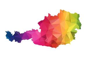 Abstract Polygon Map - Low Poly Color Rainbow Austria map of isolated. vector