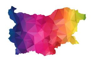 Abstract Polygon Map - Low Poly Color Rainbow Bulgaria map of isolated. vector