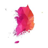 Abstract Polygon Map - Low Poly Color Rainbow South Korea map of isolated. vector