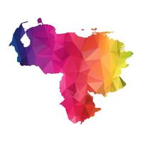 Abstract Polygon Map - Low Poly Color Rainbow Venezuela map of isolated. vector