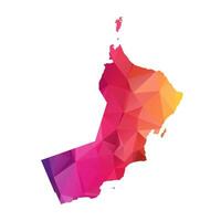 Abstract Polygon Map - Low Poly Color Rainbow Oman map of isolated. vector