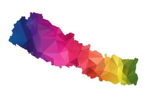 Abstract Polygon Map - Low Poly Color Rainbow Nepal map of isolated. vector
