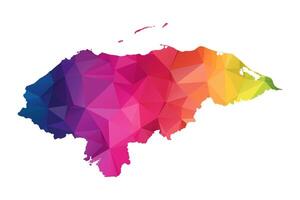 Abstract Polygon Map - Low Poly Color Rainbow Honduras map of isolated. vector
