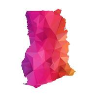 Abstract Polygon Map - Low Poly Color Rainbow Ghana map of isolated. vector