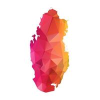 Abstract Polygon Map - Low Poly Color Rainbow Qatar map of isolated. vector