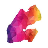 Abstract Polygon Map - Low Poly Color Rainbow Djibouti map of isolated. vector