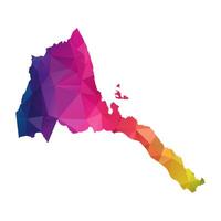 Abstract Polygon Map - Low Poly Color Rainbow Eritrea map of isolated. vector