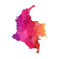Abstract Polygon Map - Low Poly Color Rainbow Colombia map of isolated. vector