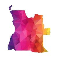 Abstract Polygon Map - Low Poly Color Rainbow Angola map of isolated. vector