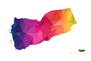 Abstract Polygon Map - Low Poly Color Rainbow Yemen map of isolated. vector