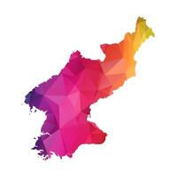 Abstract Polygon Map - Low Poly Color Rainbow North Korea map of isolated. vector