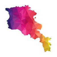 Abstract Polygon Map - Low Poly Color Rainbow Armenia map of isolated. vector