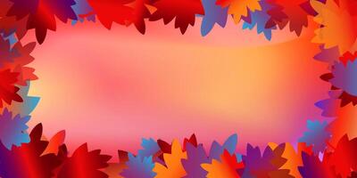 Autumn copy space template banner. Bright autumn background with leaves. Greeting card, invitation, badge, sale banner, label vector